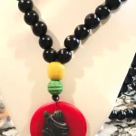 Handcrafted Red, Black, Yellow & Green Handmade  Hoop Earrings
