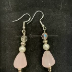 Handmade Rose Quartz Earrings with 925 Sterling Silver Ear Wires