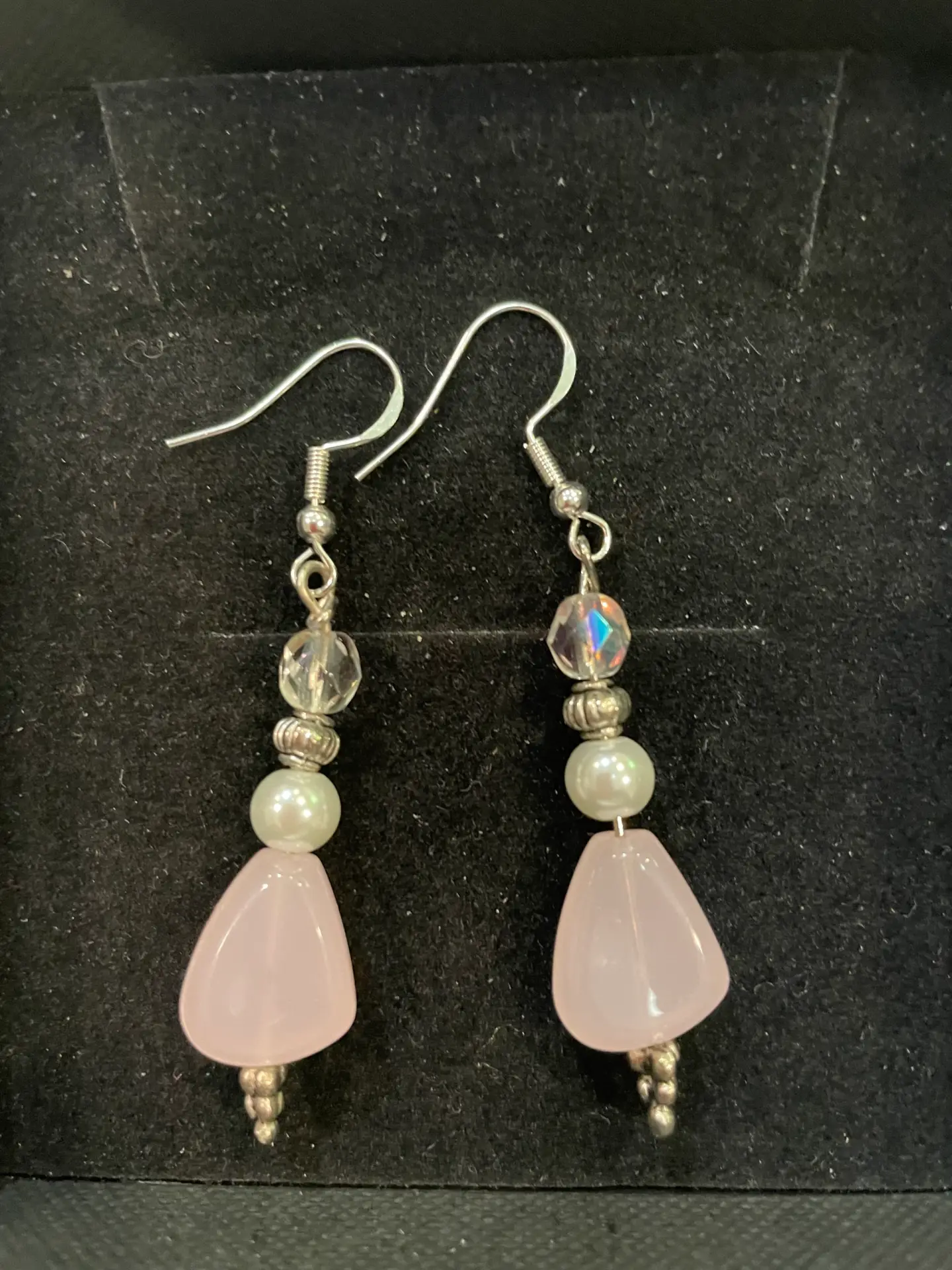 Handmade Rose Quartz Earrings with 925 Sterling Silver Ear Wires