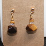 Handcrafted Tiger’s Eye & Rhinestone Bead Gemstone Earrings